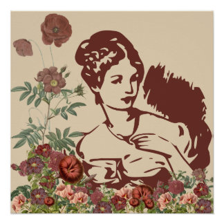 Poster Femme Florale Vintage