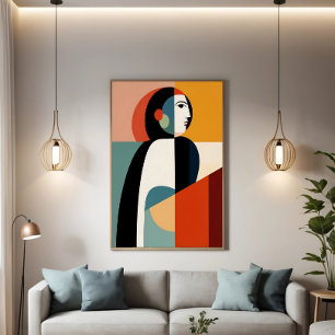 Poster Femme Fragmentée : L'Essence Cubiste