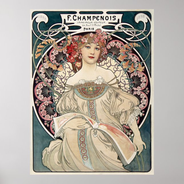 Poster Femme française aux fleurs (Devant)