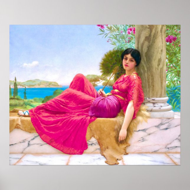 Poster Femme géniale à Fuchsia par John William Godward (Devant)