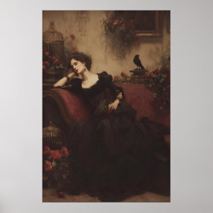 Poster Femme gothique victorienne Art imprimable Dark Rom