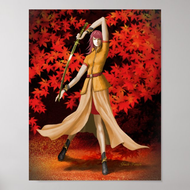 Poster Femme guerrière avec épée (Devant)