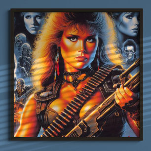 Poster Femme guerrière des années 80