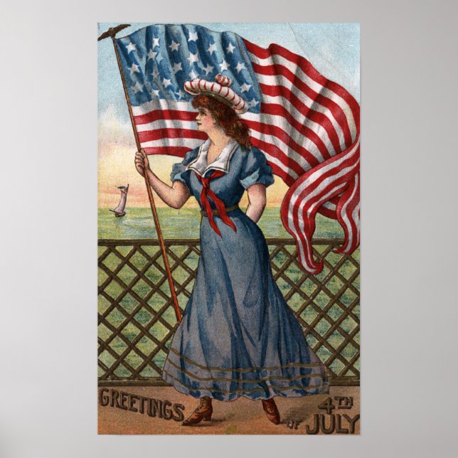 Poster Femme habillée patriotique (Devant)