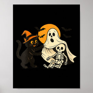 Poster Femme Halloween Vintage Chat Noir Révélateur