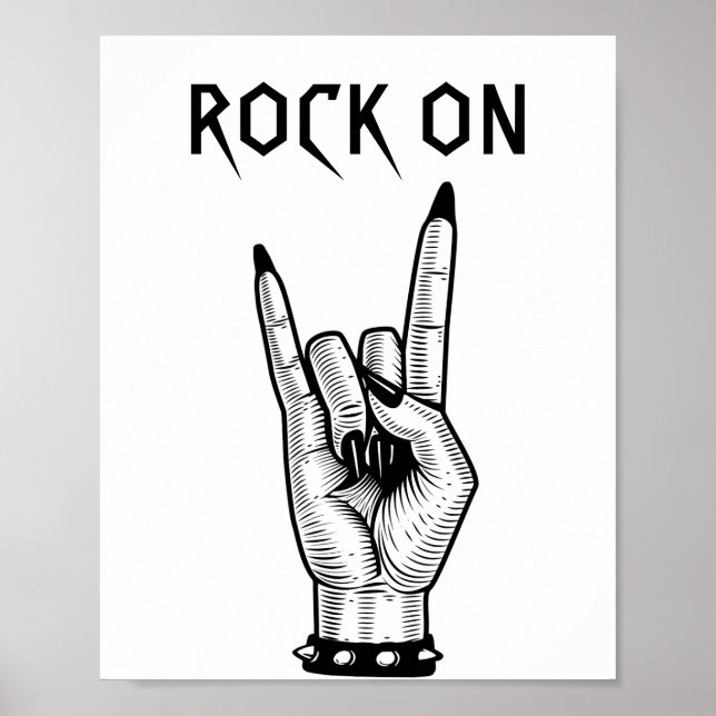 Poster Femme Hand Rocker Illustration de l'art des signes (Devant)