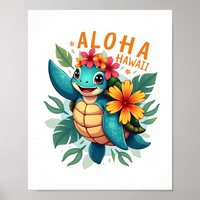 Poster Femme Hawaiienne-Chemise Aloha Hawaii (Devant)