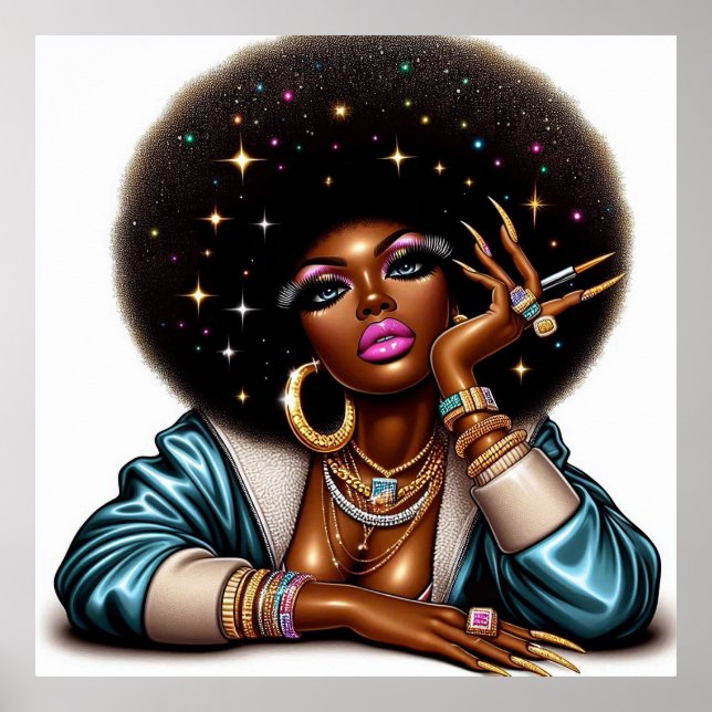 Poster Femme Hip hop urbaine Afrocentrique et dynamique (Devant)