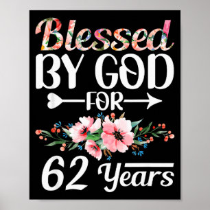 Poster Femme homme 62e anniversaire bénie par Dieu pendan