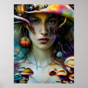 Poster Femme Imaginaire champignon