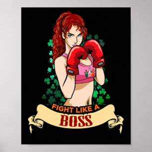 Poster Femme Irlandaise Forte et Autonomisée Boxe Kickbox