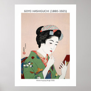 Poster Femme japonaise appliquant rouge - Goyō Hashiguchi