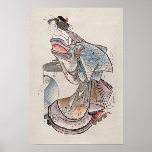 Poster Femme japonaise de l'album des croquis 19ème siècl (Devant)