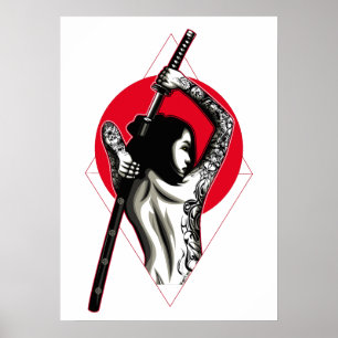 Poster Femme japonaise Warrior