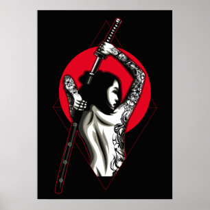 Poster Femme japonaise Warrior