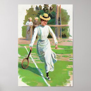 Poster Femme jouant au tennis, vers 1900