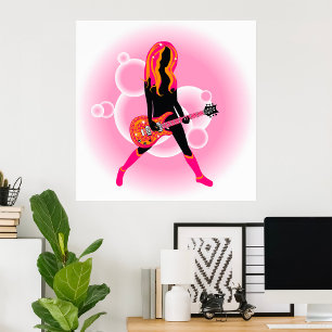 Poster Femme Jouant de la guitare