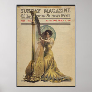 Poster Femme, Jouer de la harpe, couverture de magazine 1