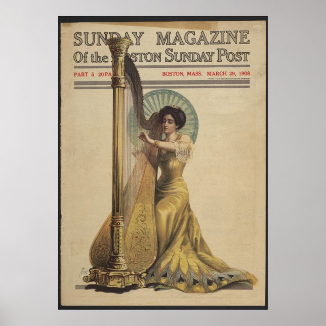 Poster Femme, Jouer de la harpe, couverture de magazine 1 (Devant)