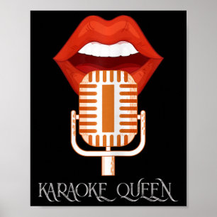 Poster Femme Karaoké Queen chanter chanteur musique Micro
