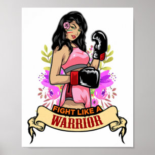 Poster Femme Latina Autonome Boxe Kickboxing Girl Fitn
