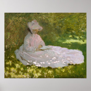 Poster Femme Lecture Springtime Monet