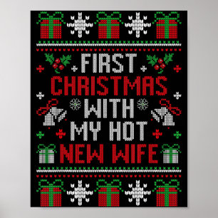 Poster Femme mari premier Noël juste marié Noël
