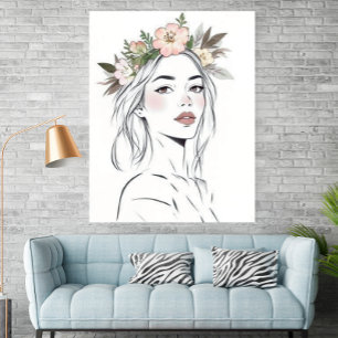 Poster Femme minimaliste Art en ligne dessiné à la main s