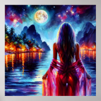 Femme mystique sous l'art des reflets de la pleine