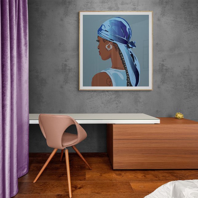Poster Femme noire avec dessin durag (Créateur téléchargé)