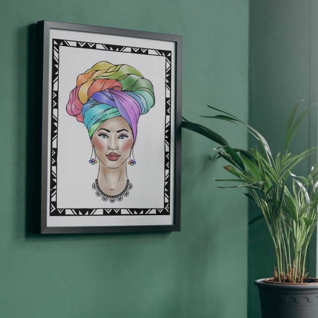 Poster Femme noire dans un Turban coloré (Créateur téléchargé)