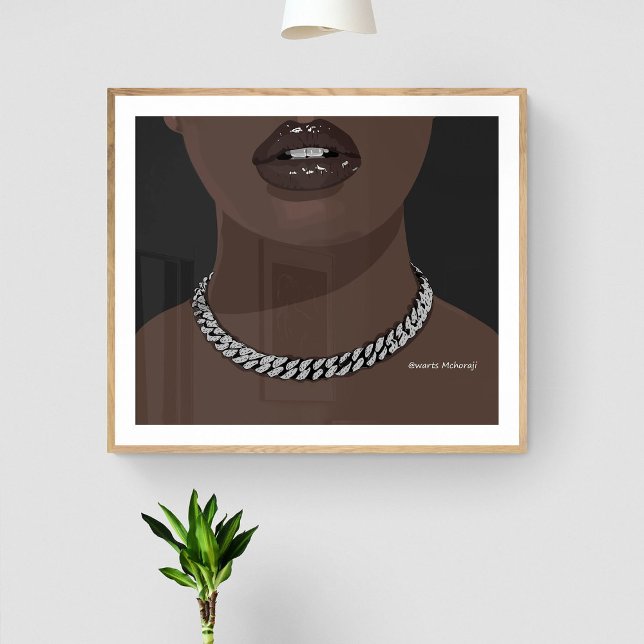 Poster Femme noire Esthétique avec argent (bijoux) Grillz (Créateur téléchargé)