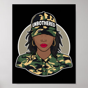 Poster Femme noire imperturbable Mélanine Locs Camo Noir