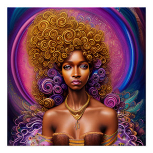 Poster Femme noire Melanin Reine Peau Brown Sista Femmes