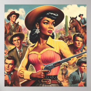 Poster Femme occidentale du pays vintage