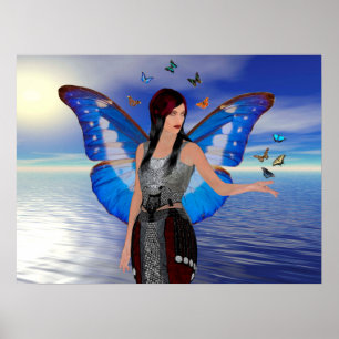 Poster Femme papillon