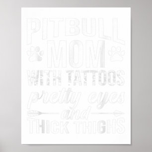 Poster Femme Pitbull Maman Avec Tatouages Jolies Yeux Épa