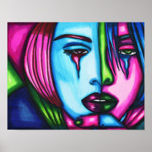 Poster Femme Pleurant Visage Abstrait Art original