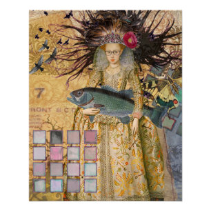 Poster Femme Poissons Vintage Classique Gothique