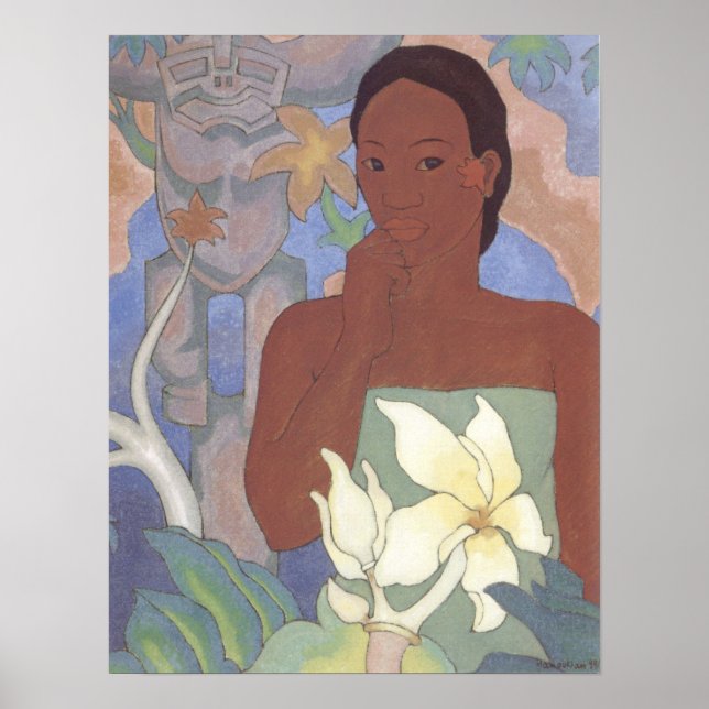 Poster 'Femme polynésienne et Tiki' - Arman Manookian (Devant)