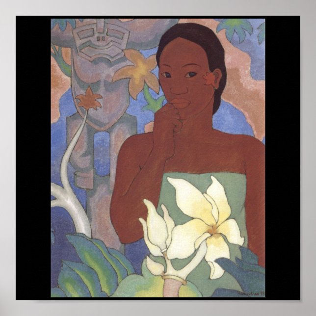 Poster Femme polynésienne et Tiki par Arman Manookian, 19 (Devant)