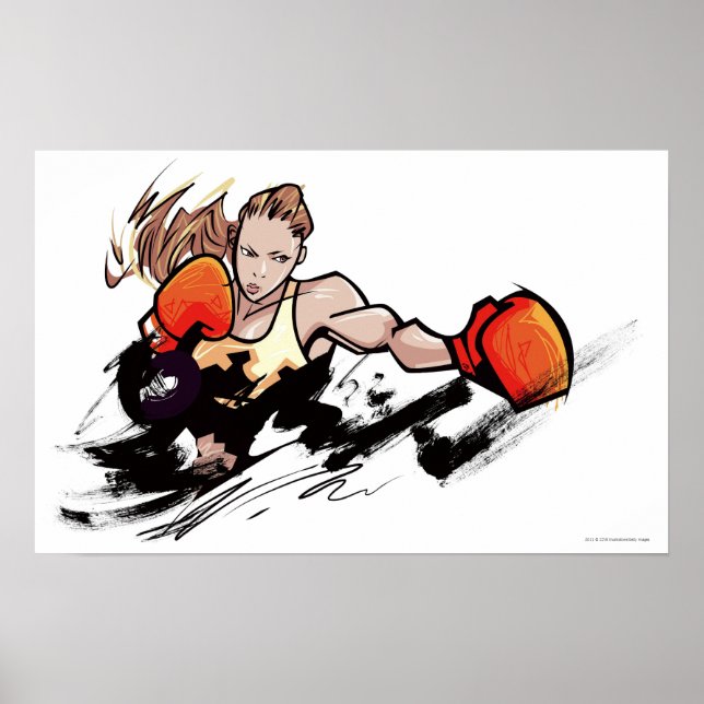 Poster Femme portant un gant de boxe (Devant)