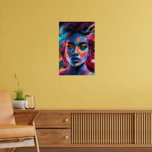 Poster Femme psychédélique vibrante visage