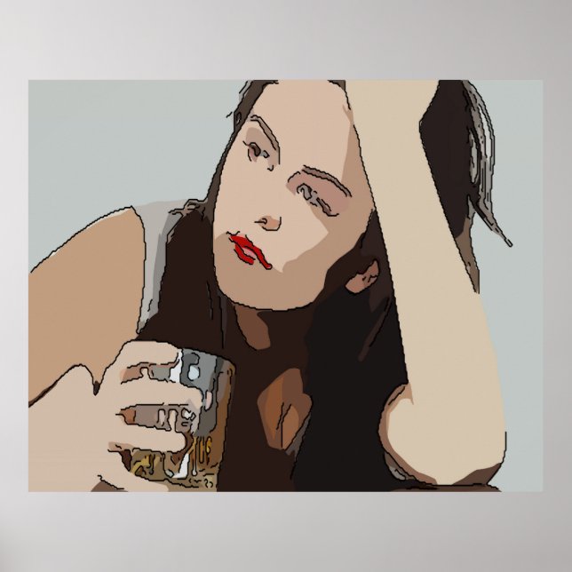 Poster Femme qui boit Whisky (Devant)