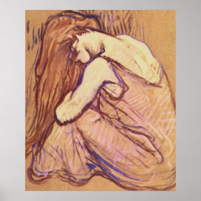 Poster Femme qui monte ses cheveux par Henri de Toulouse- (Devant)