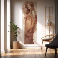 Femme Red Crayon Study Alphonse Mucha Art Nouveau