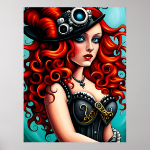 Poster Femme Red Haired Streampunk