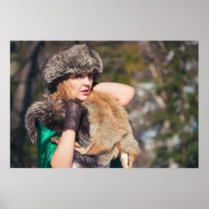 Poster Femme rétro en hiver