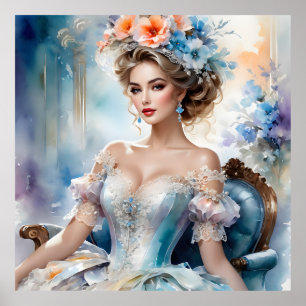 Poster Femme rétro glamour