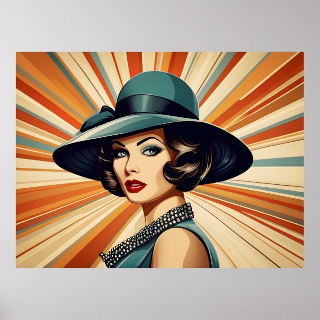 Poster femme rétro vintage (Devant)